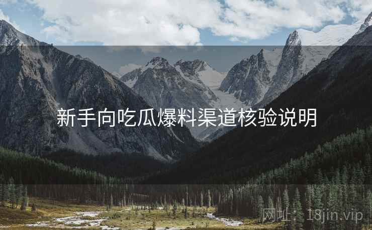 新手向吃瓜爆料渠道核验说明